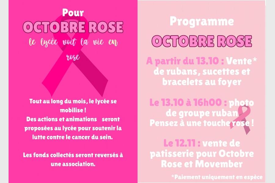 OCTOBRE ROSE : Le lycée se mobilise !